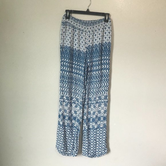 beachlunchlounge Pants - BEACHLUNCHLOUNGE Blue and White Boho Lounge Pants